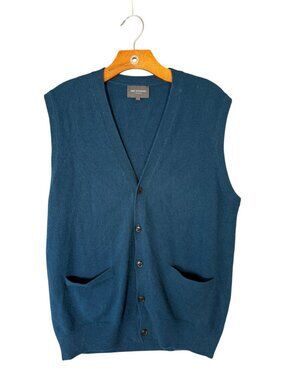 Eric Bompart 100% Cashmere Teal Sweater Vest Academia Preppy  L